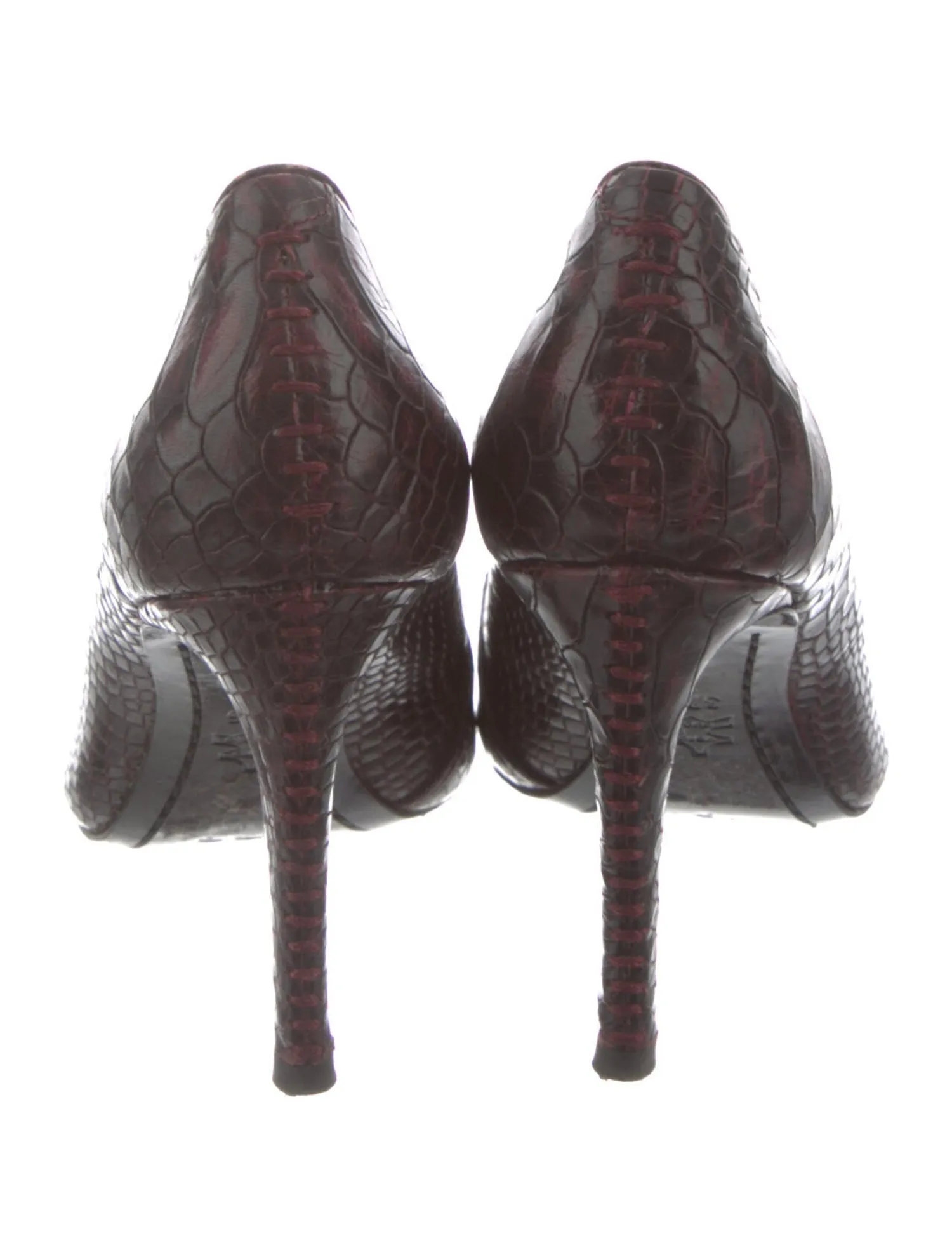 Alice   Olivia Black Snake Heels - 8