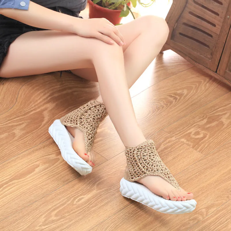 Ankle Wrap Wedges Heels Jelly Shoes