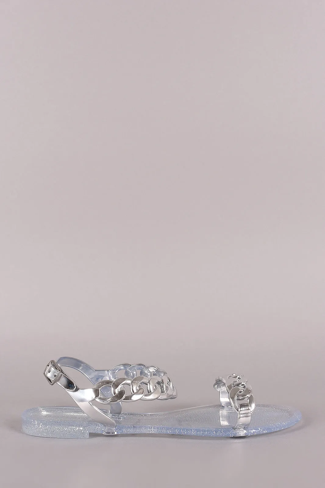 Bamboo Jelly Glitter Metallic Chain Flat Sandal