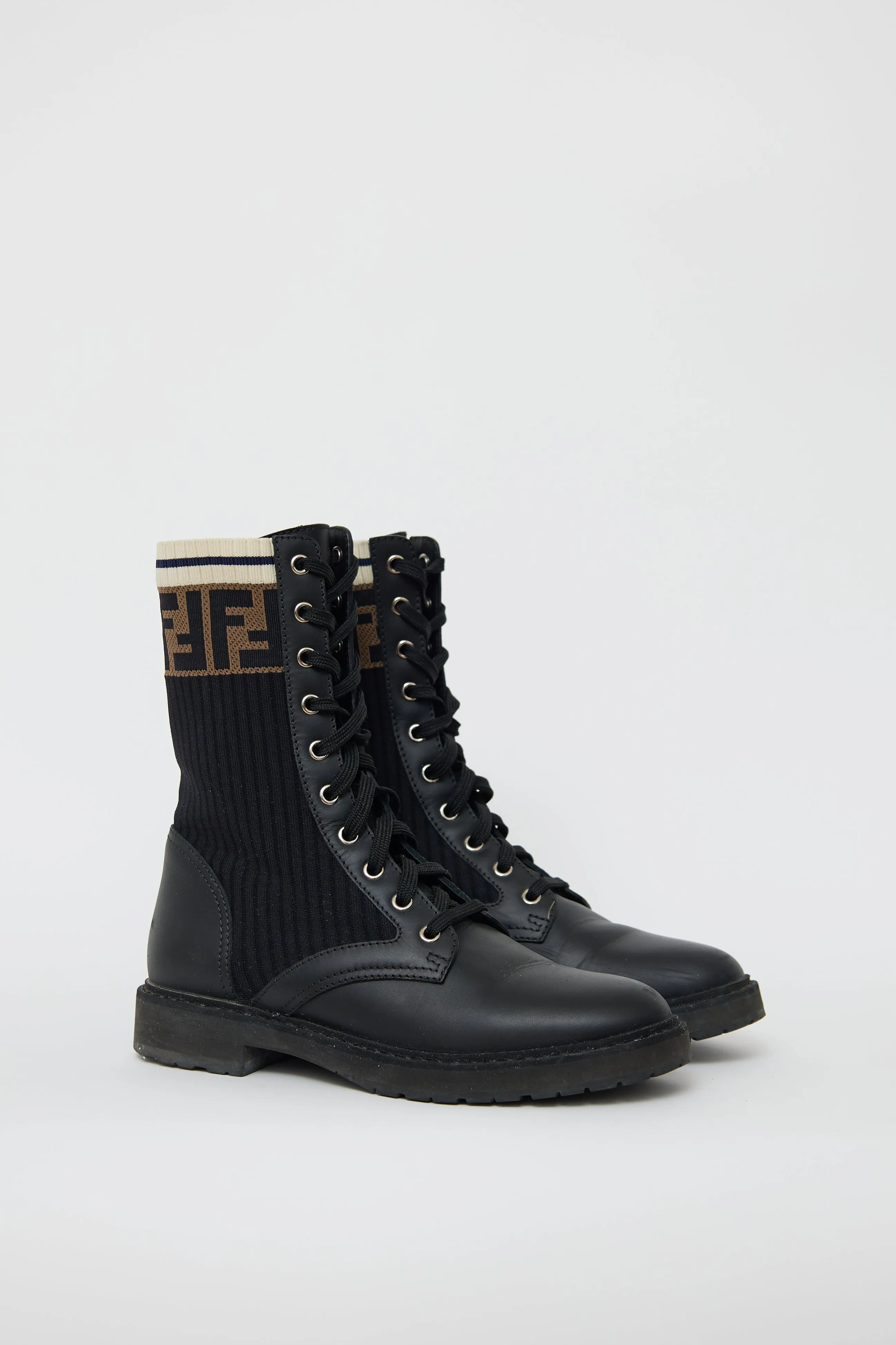 Black & Multi Leather Rockoko Monogram Boot