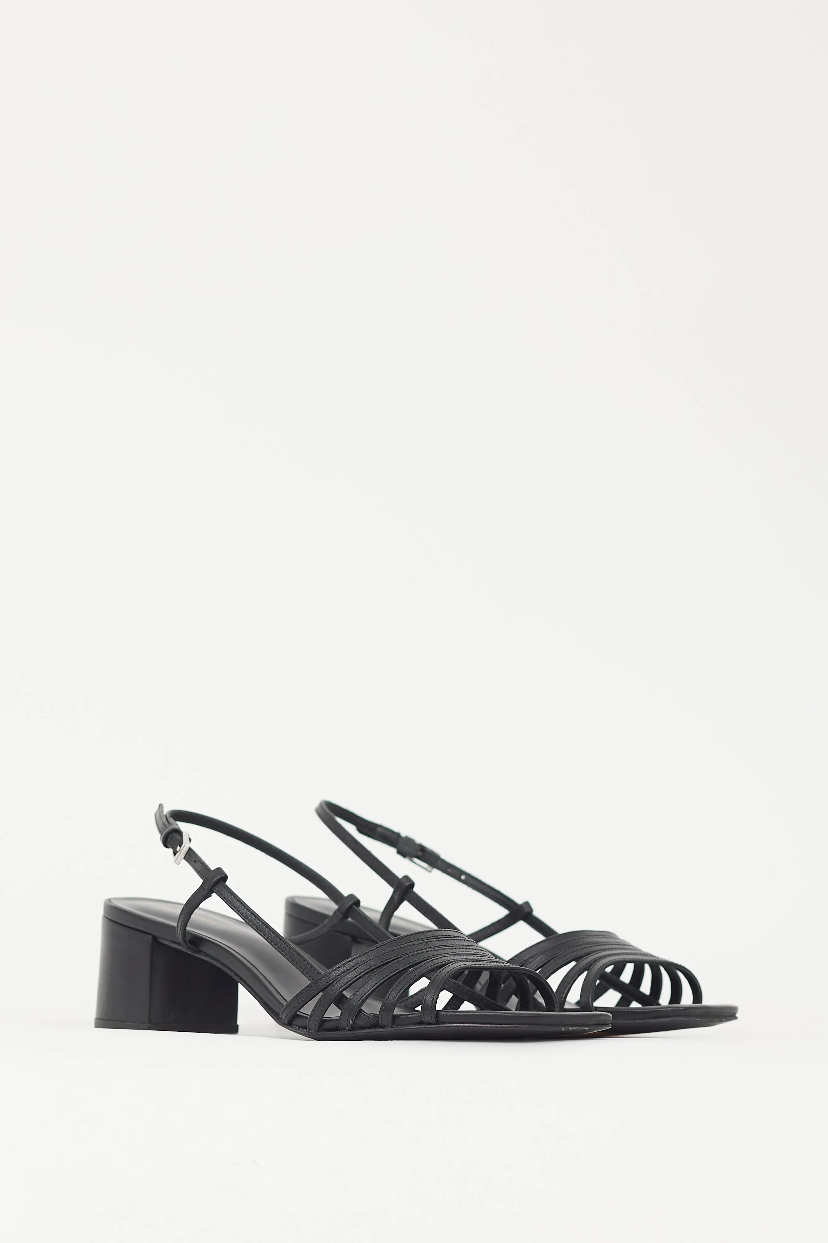 Black Leather Eleonora Slingback Heel