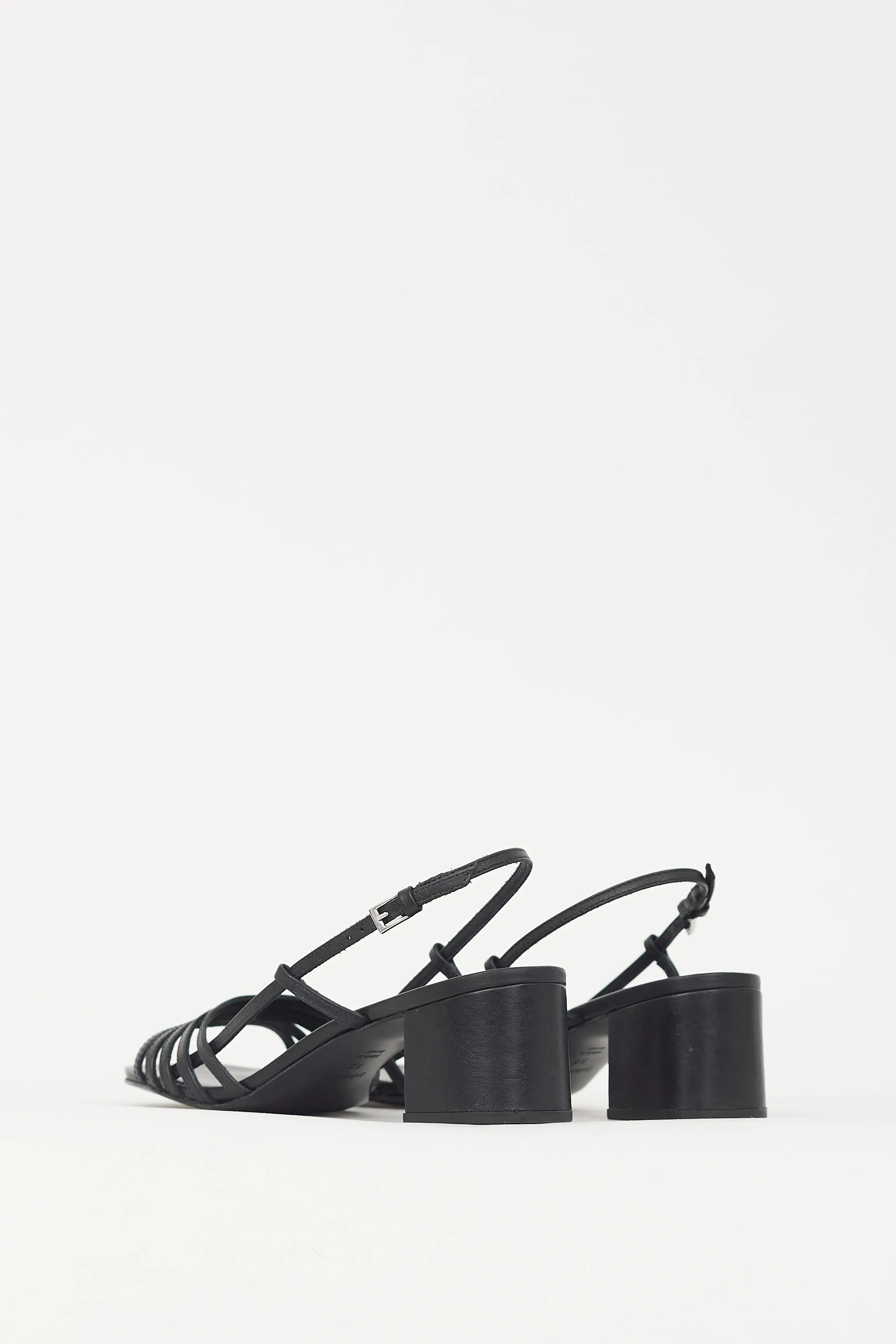 Black Leather Eleonora Slingback Heel