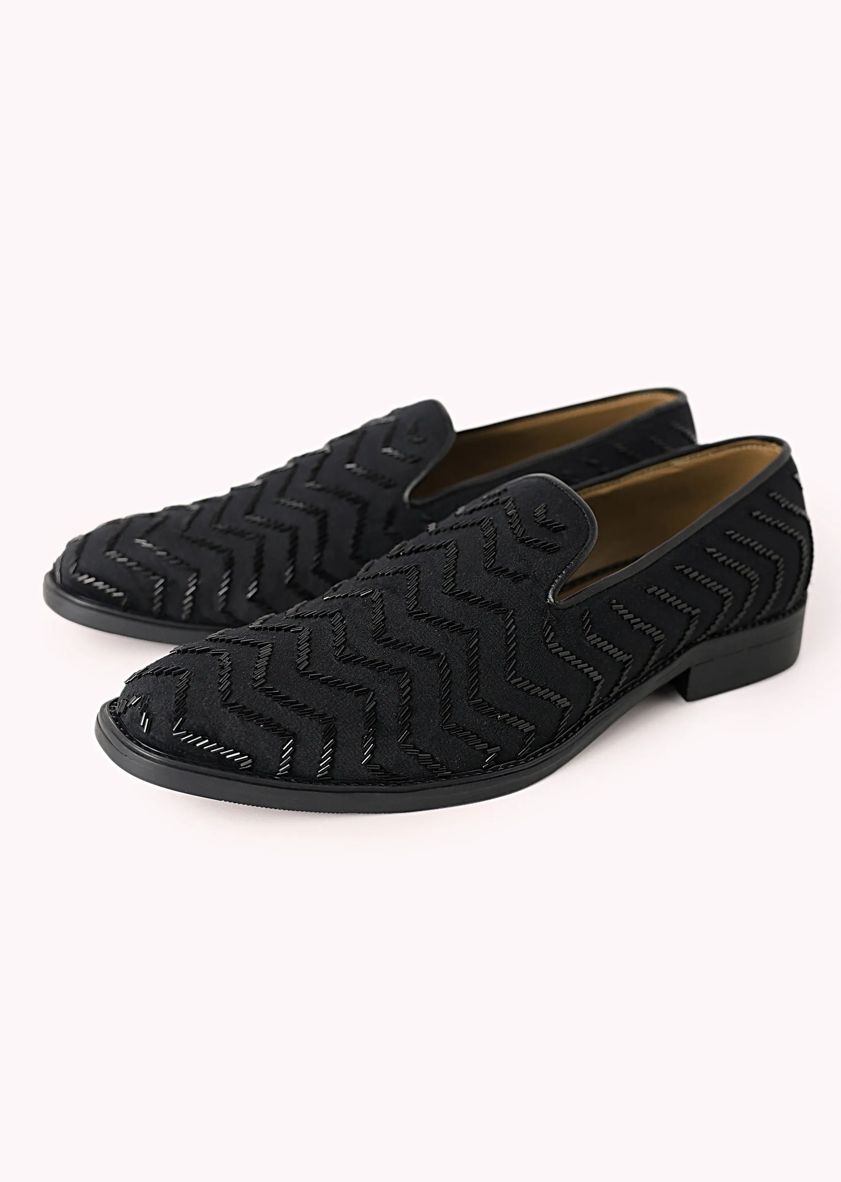 Black Velvet Juttis With Cutdana Work