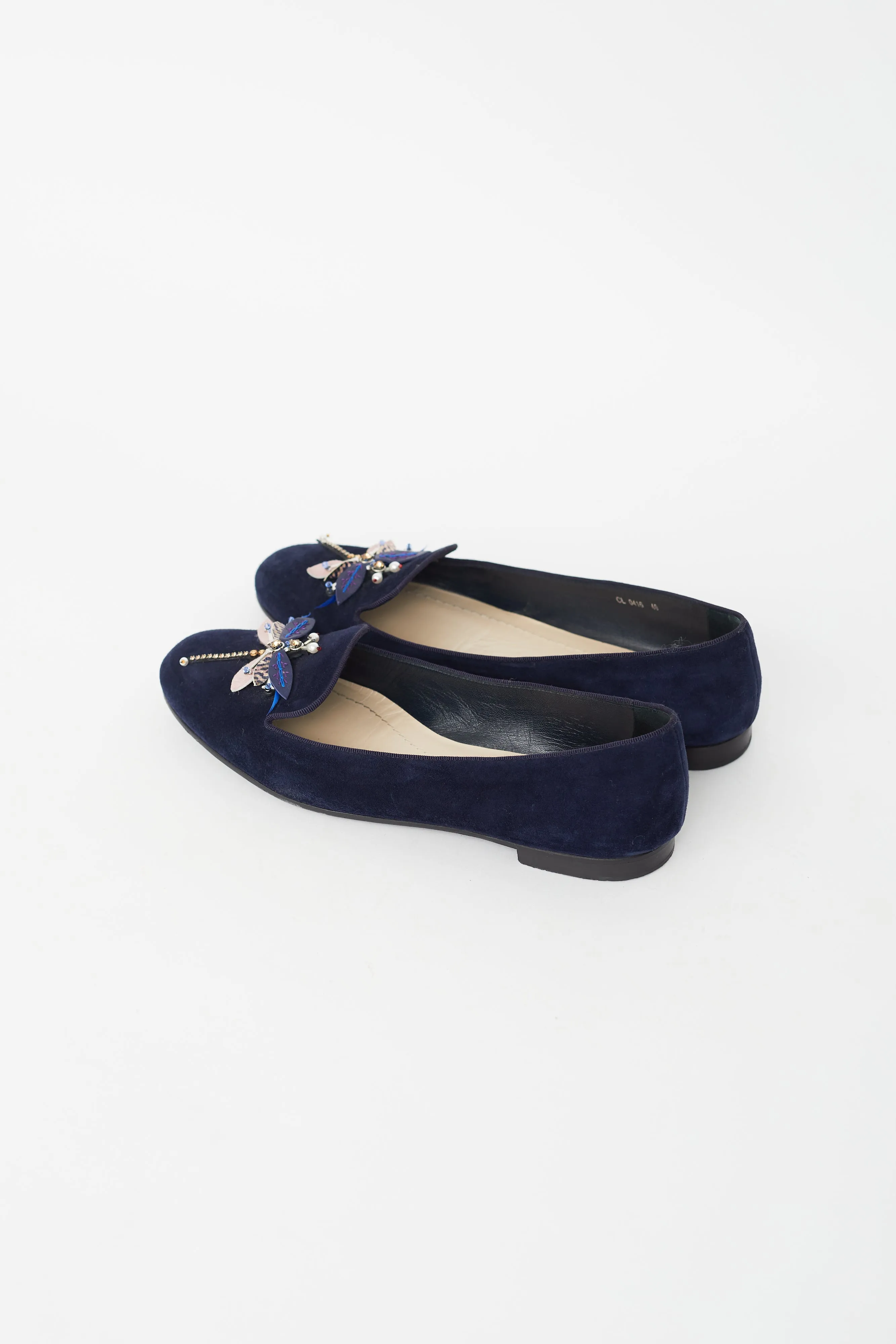 Blue Suede Dragonfly Ballet Flat