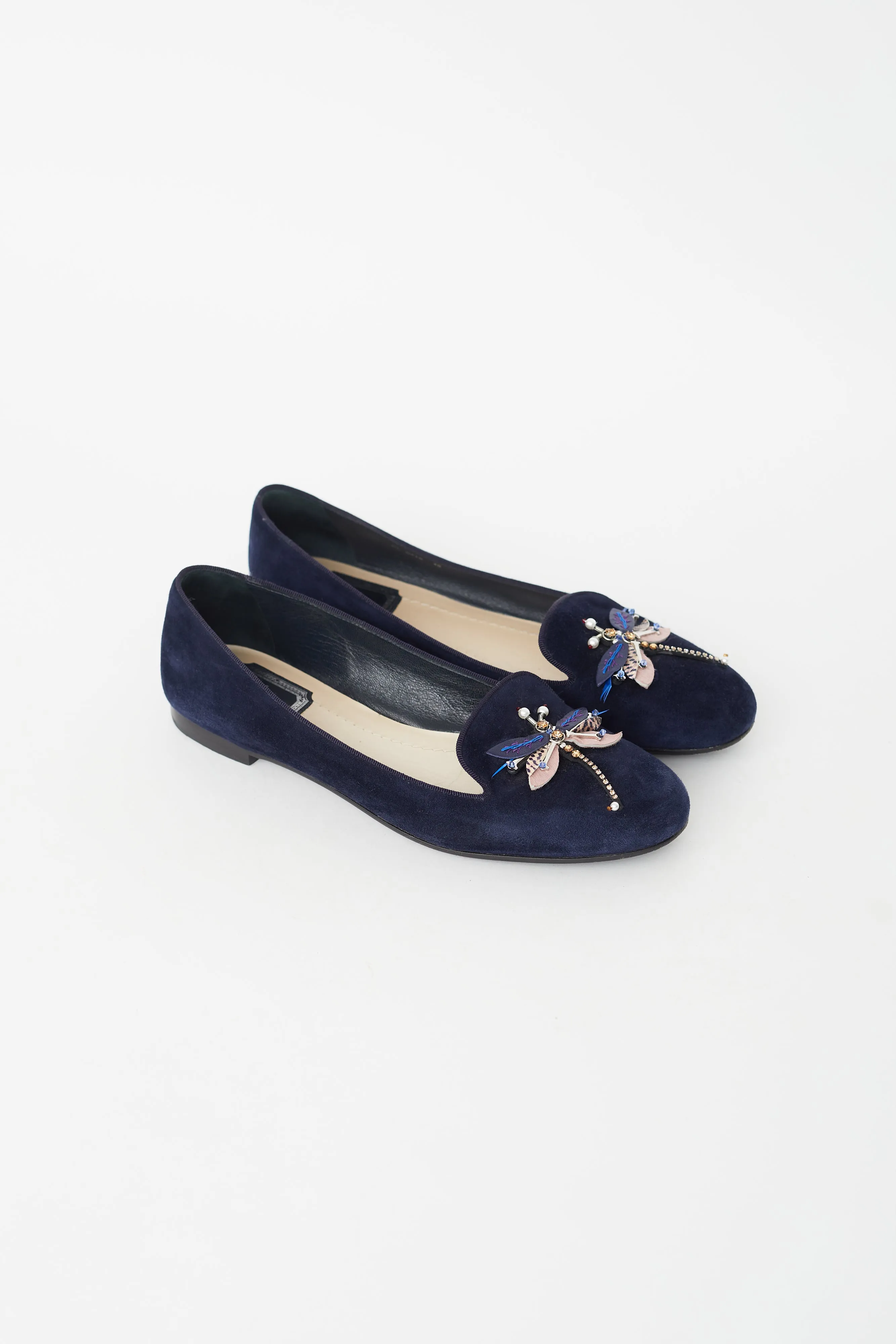 Blue Suede Dragonfly Ballet Flat