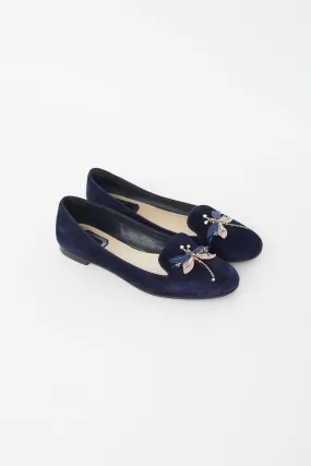 Blue Suede Dragonfly Ballet Flat
