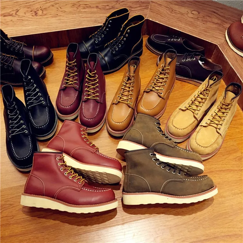 Boots Lace-Up Genuine Leathe D488