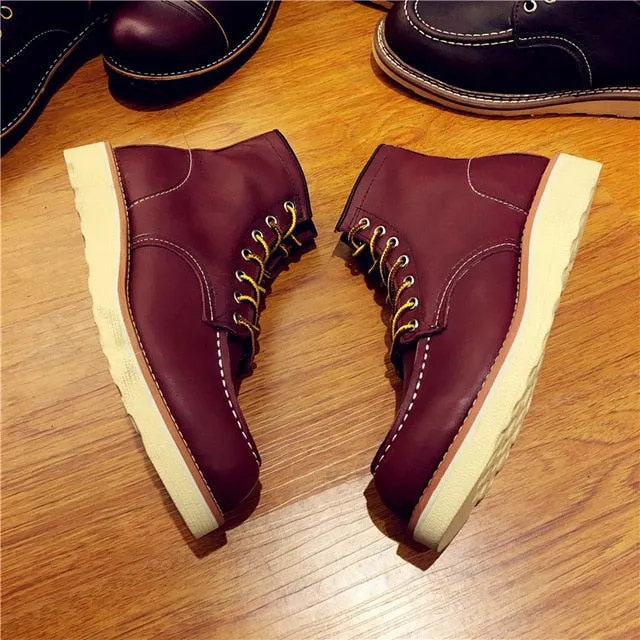 Boots Lace-Up Genuine Leathe D488