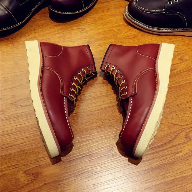 Boots Lace-Up Genuine Leathe D488