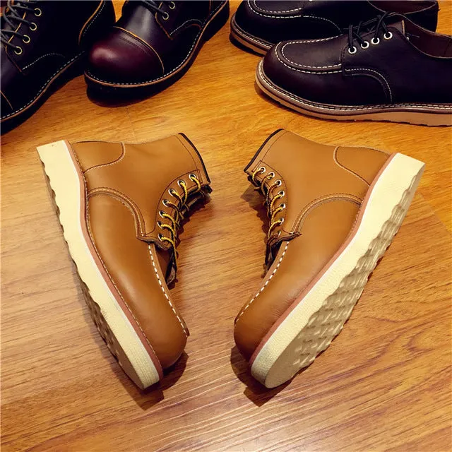 Boots Lace-Up Genuine Leathe D488