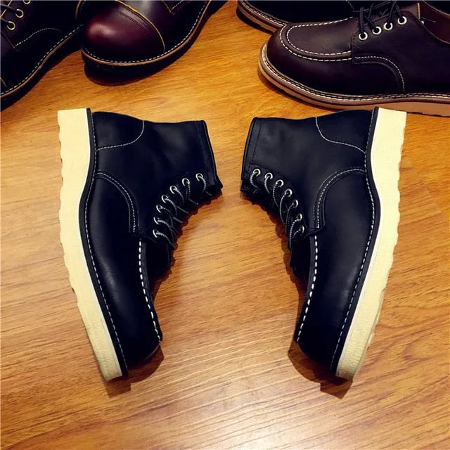 Boots Lace-Up Genuine Leathe D488