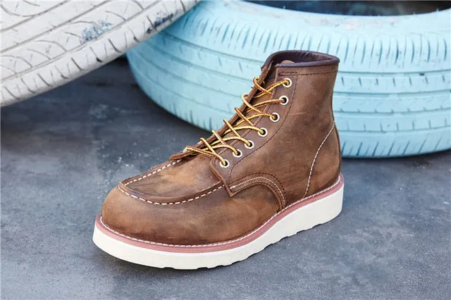 Boots Lace-Up Genuine Leathe D488