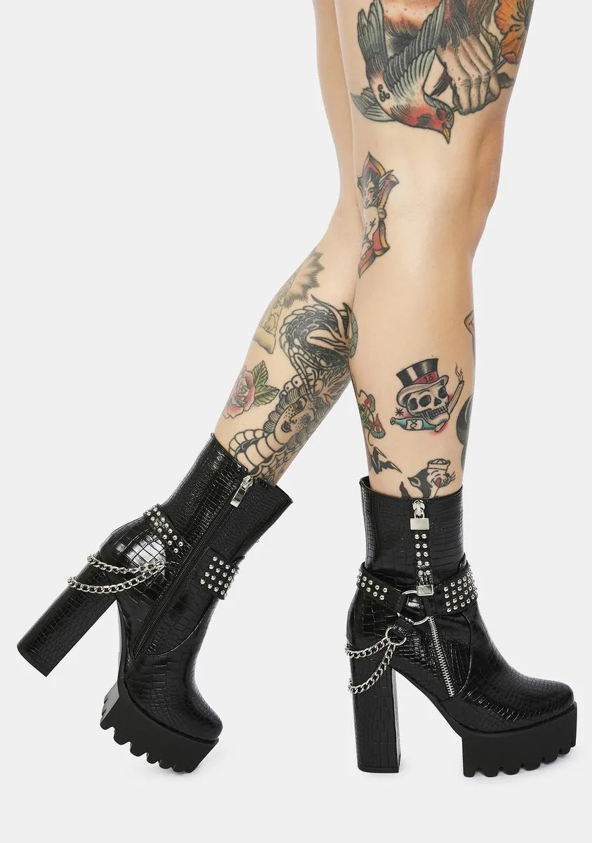 Brax Chain Croc Platform Boots