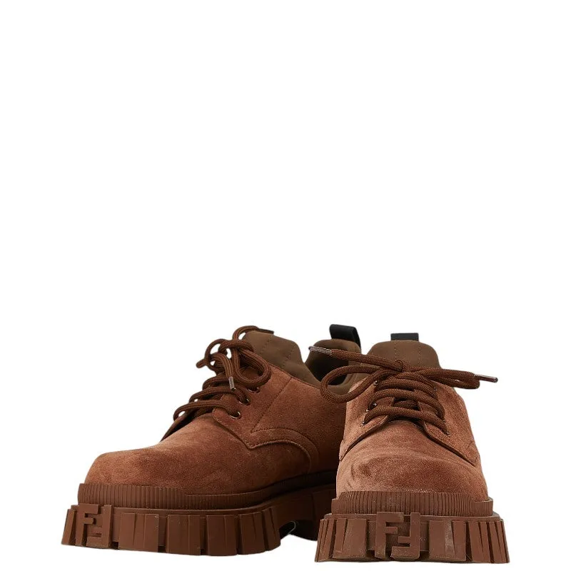 Fendi Suede Lace-Up Boots Brown