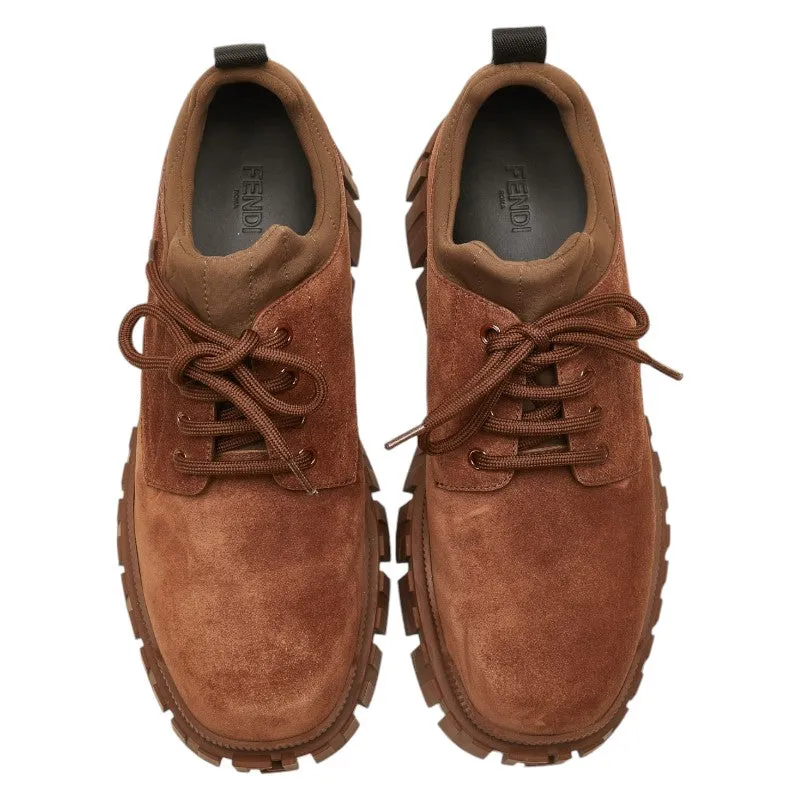 Fendi Suede Lace-Up Boots Brown