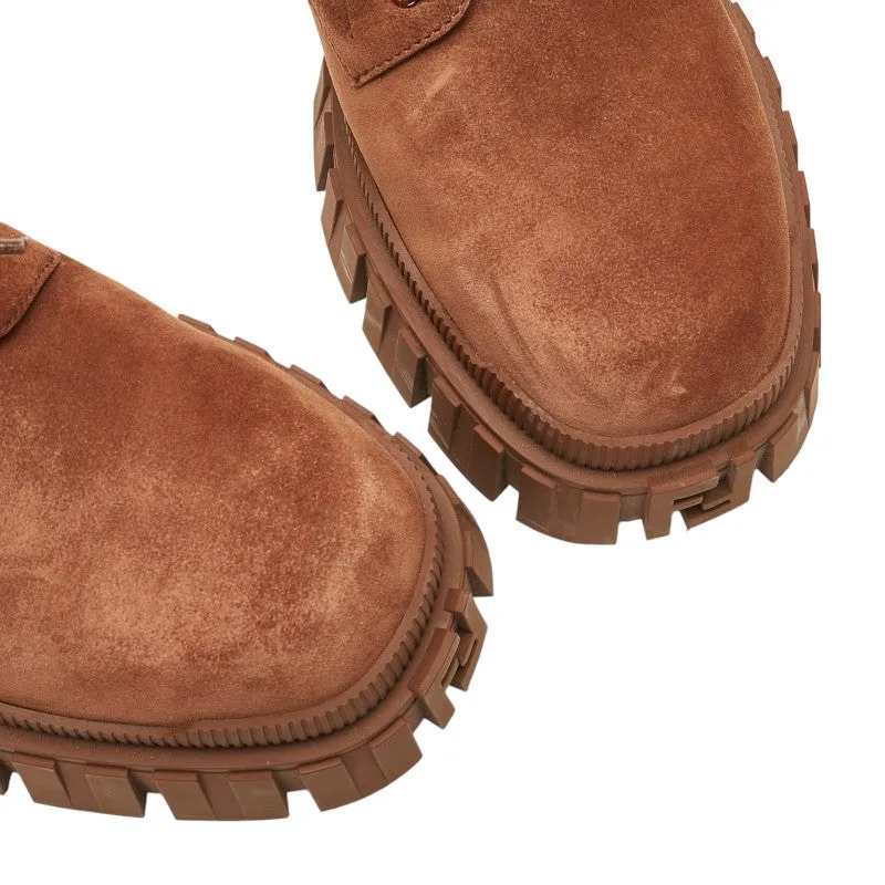 Fendi Suede Lace-Up Boots Brown