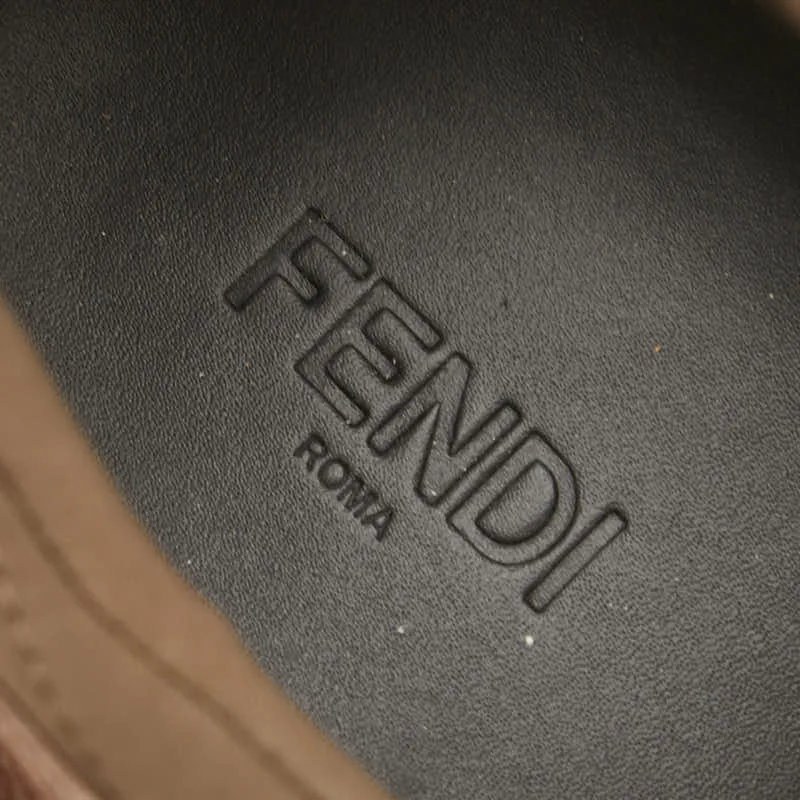 Fendi Suede Lace-Up Boots Brown