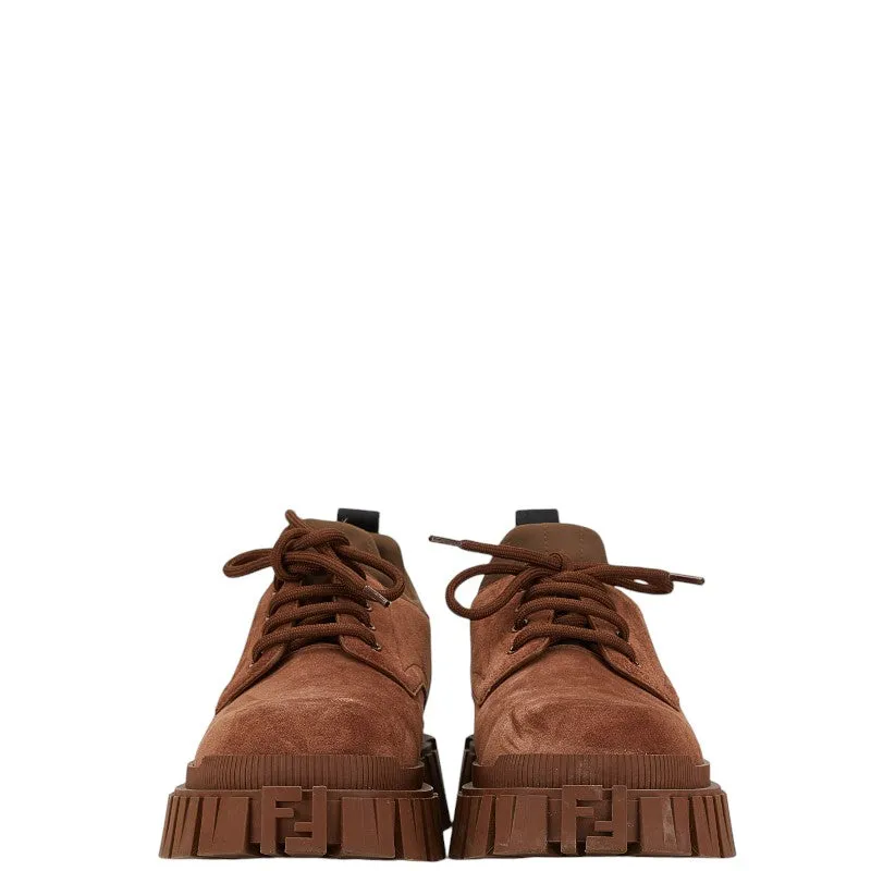 Fendi Suede Lace-Up Boots Brown