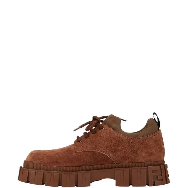 Fendi Suede Lace-Up Boots Brown