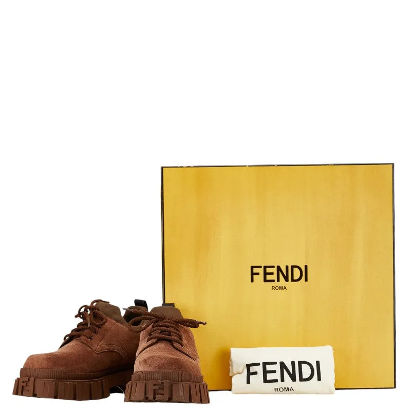 Fendi Suede Lace-Up Boots Brown