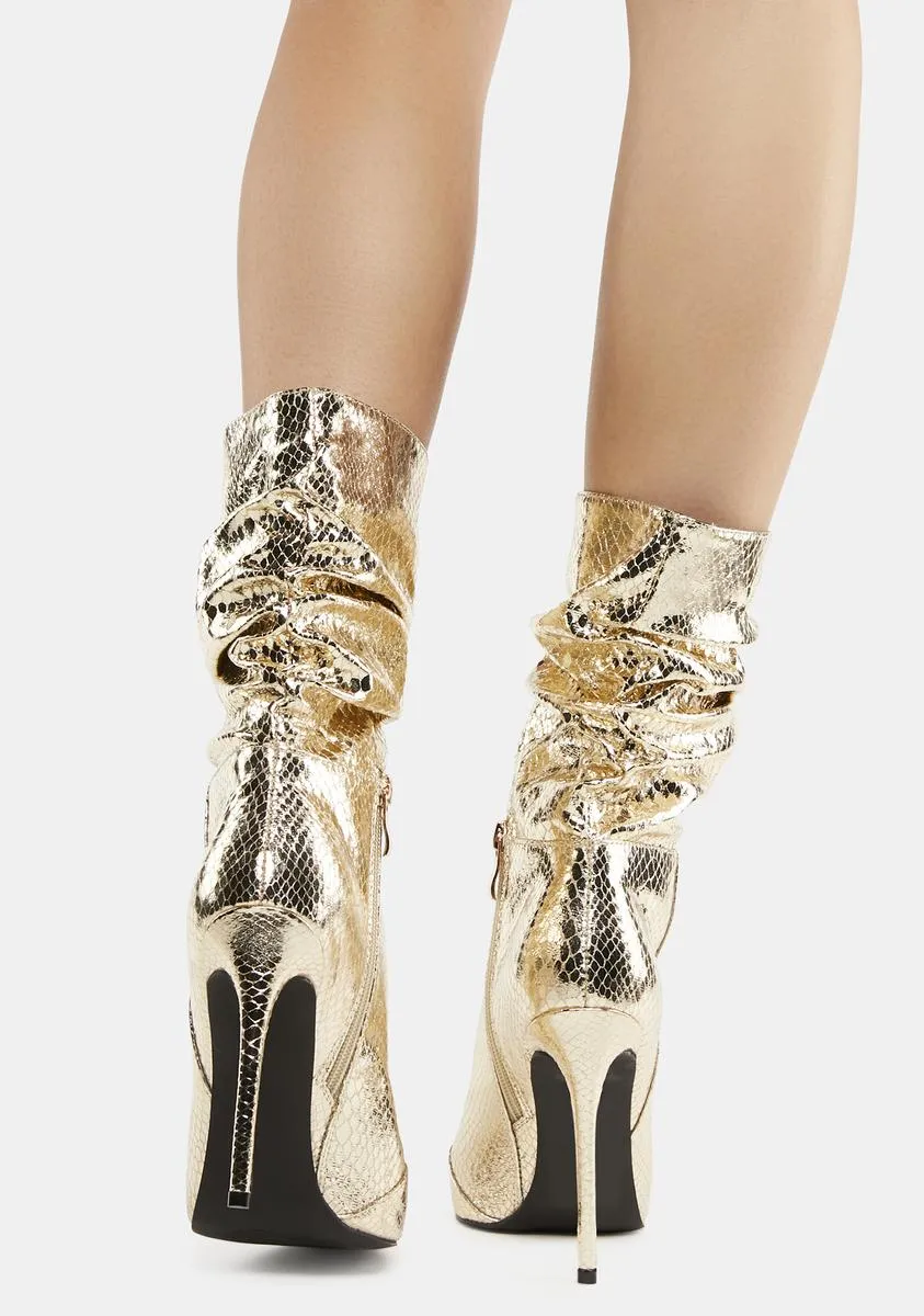 Gold Charlotte Stiletto Booties