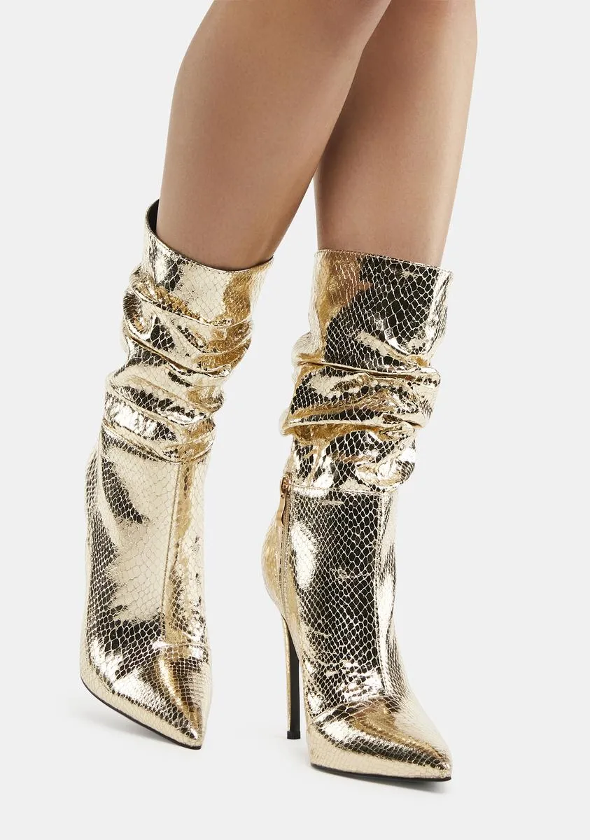 Gold Charlotte Stiletto Booties