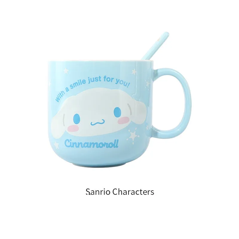Kawaii Sanrio Character Embossed Ceramic Mug With Spoon