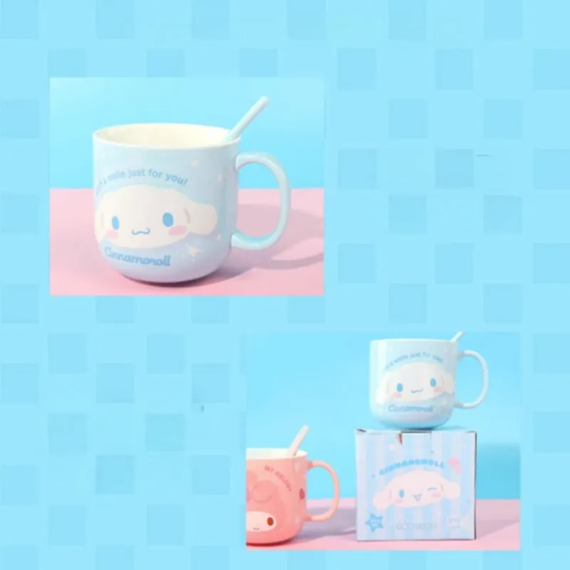Kawaii Sanrio Character Embossed Ceramic Mug With Spoon