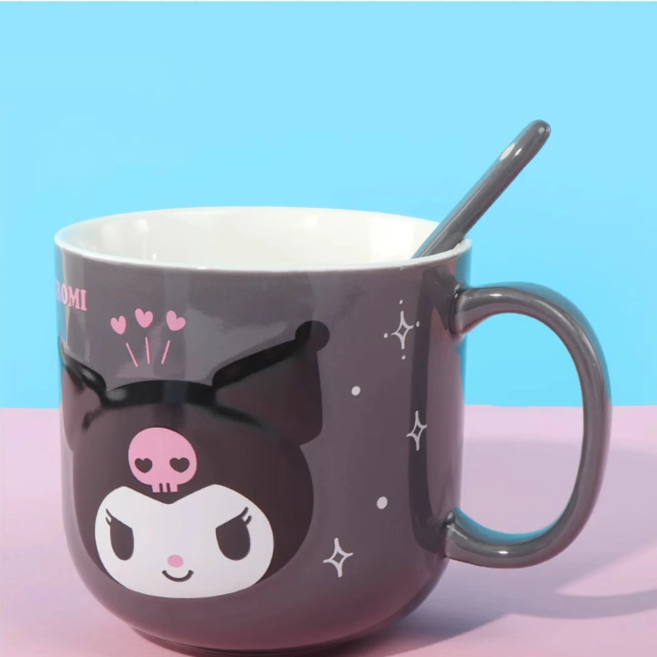 Kawaii Sanrio Character Embossed Ceramic Mug With Spoon