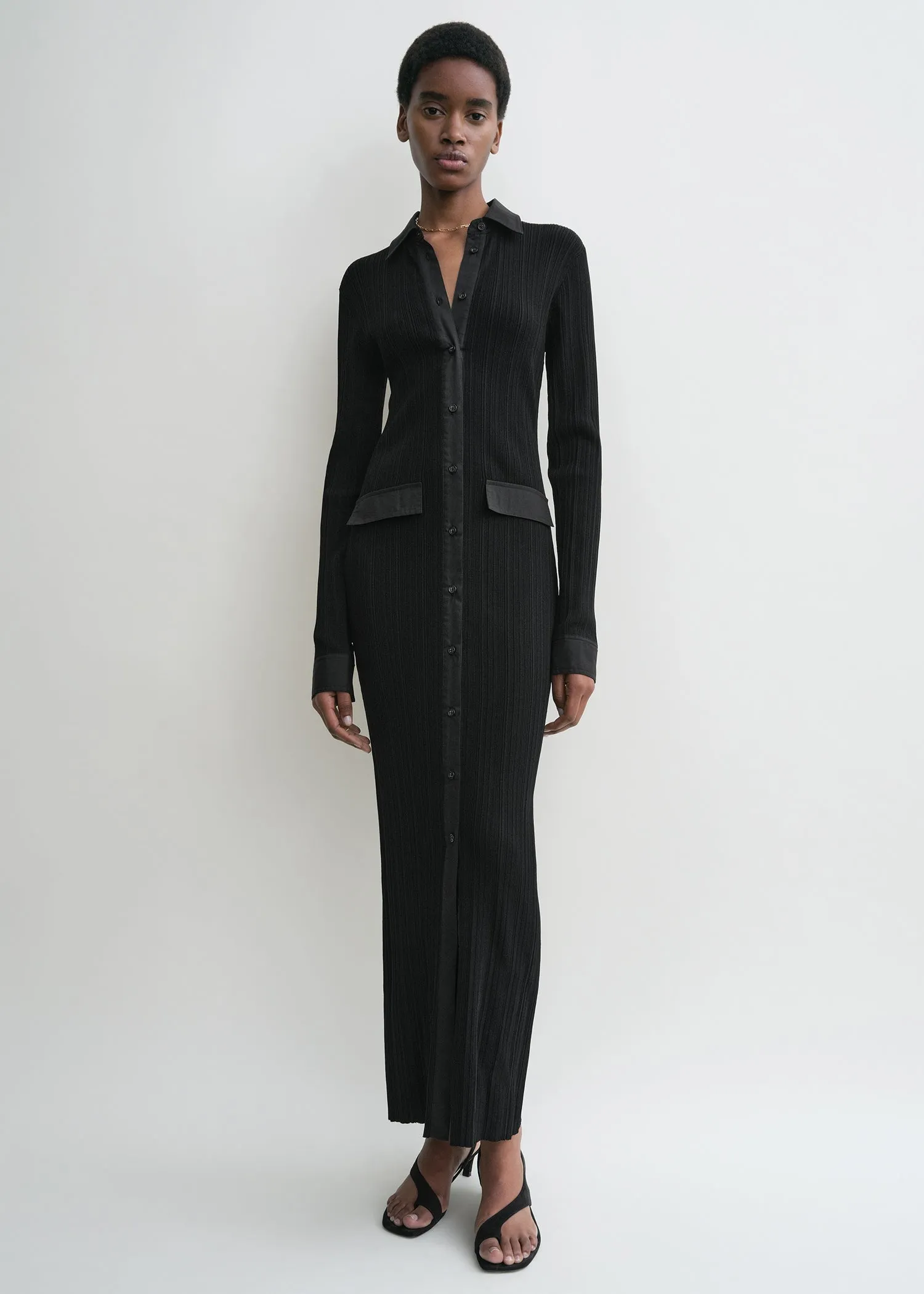Knitted shirt dress black