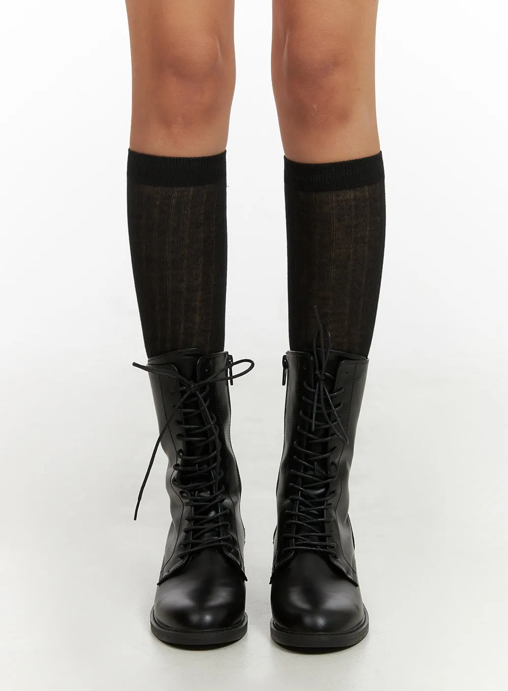 Lace-Up Faux Leather Boots IY422