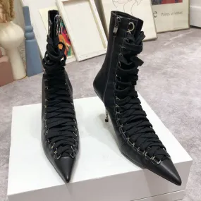 Lace Up Stiletto Marching Boots