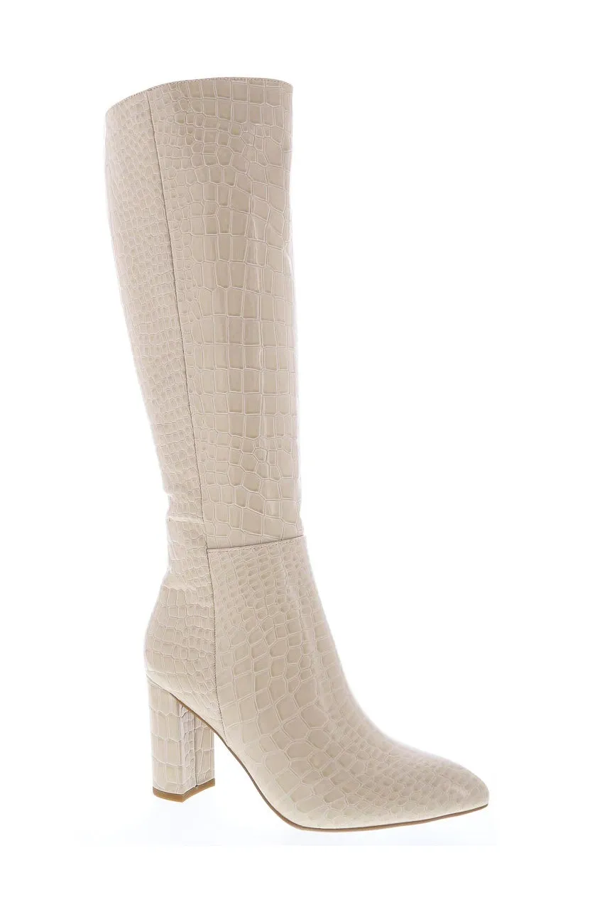 Martha -  Embossed Croc Chunky Heel Boots