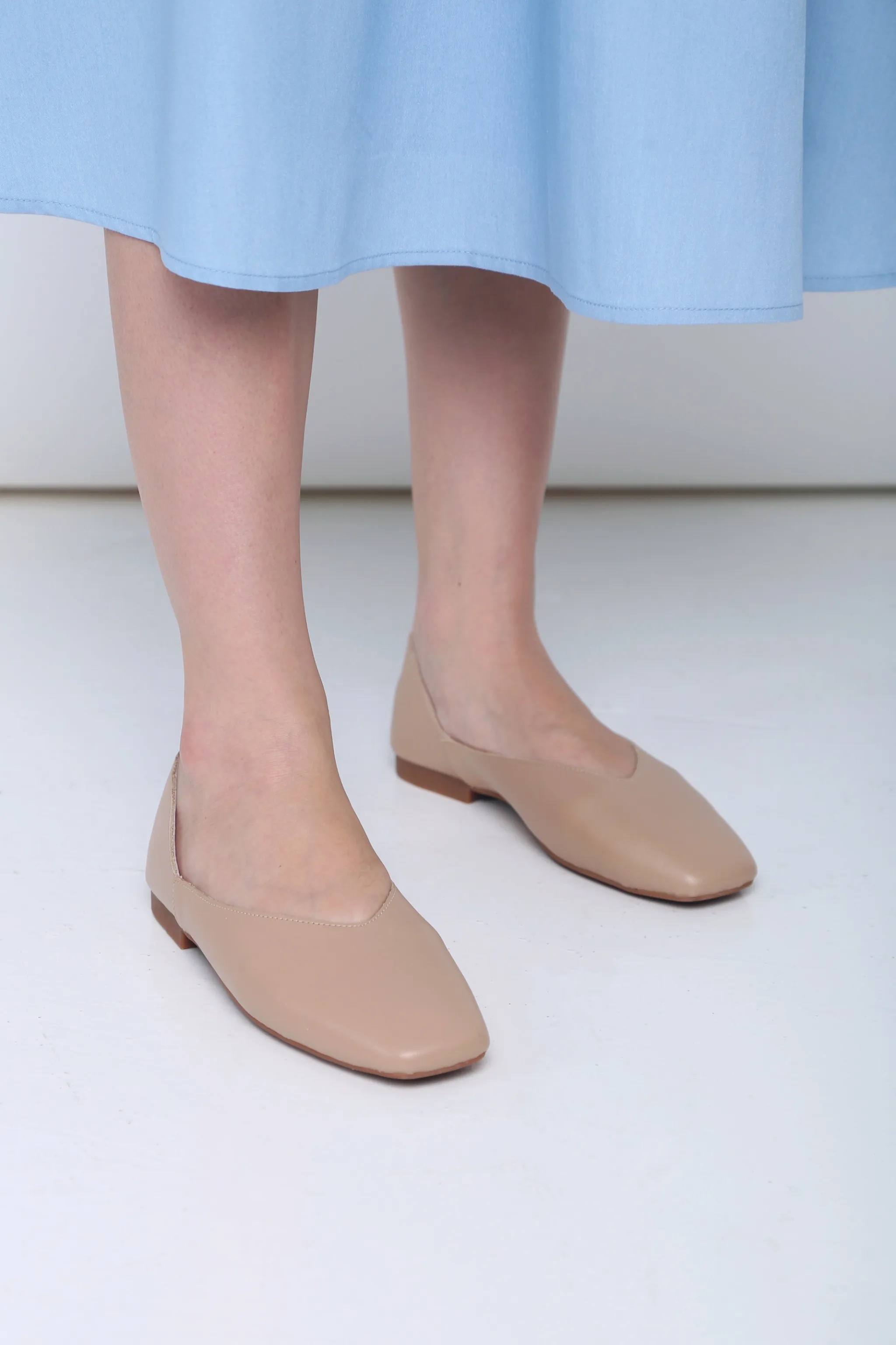 Mollie Leather Flats Nude Blush