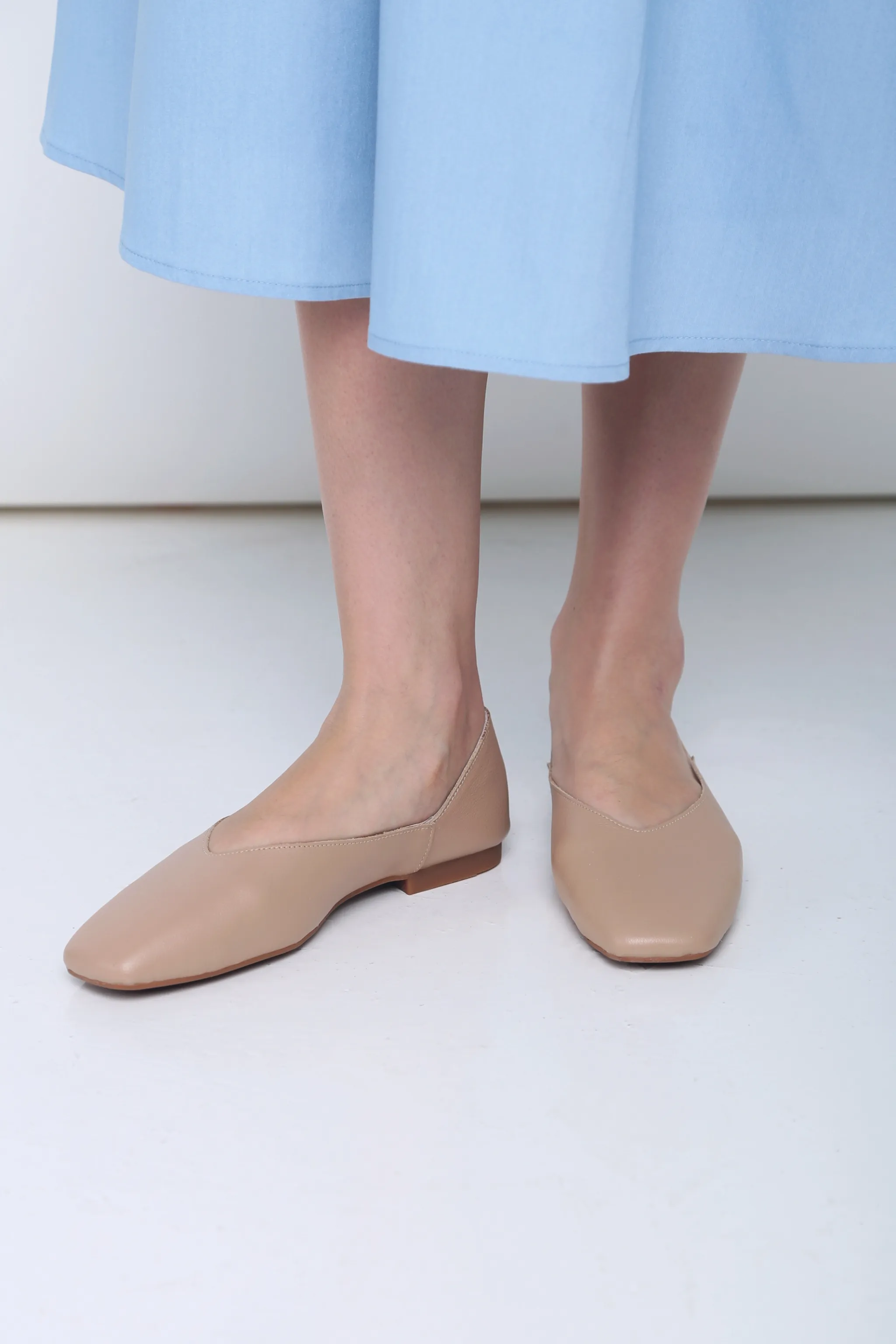 Mollie Leather Flats Nude Blush