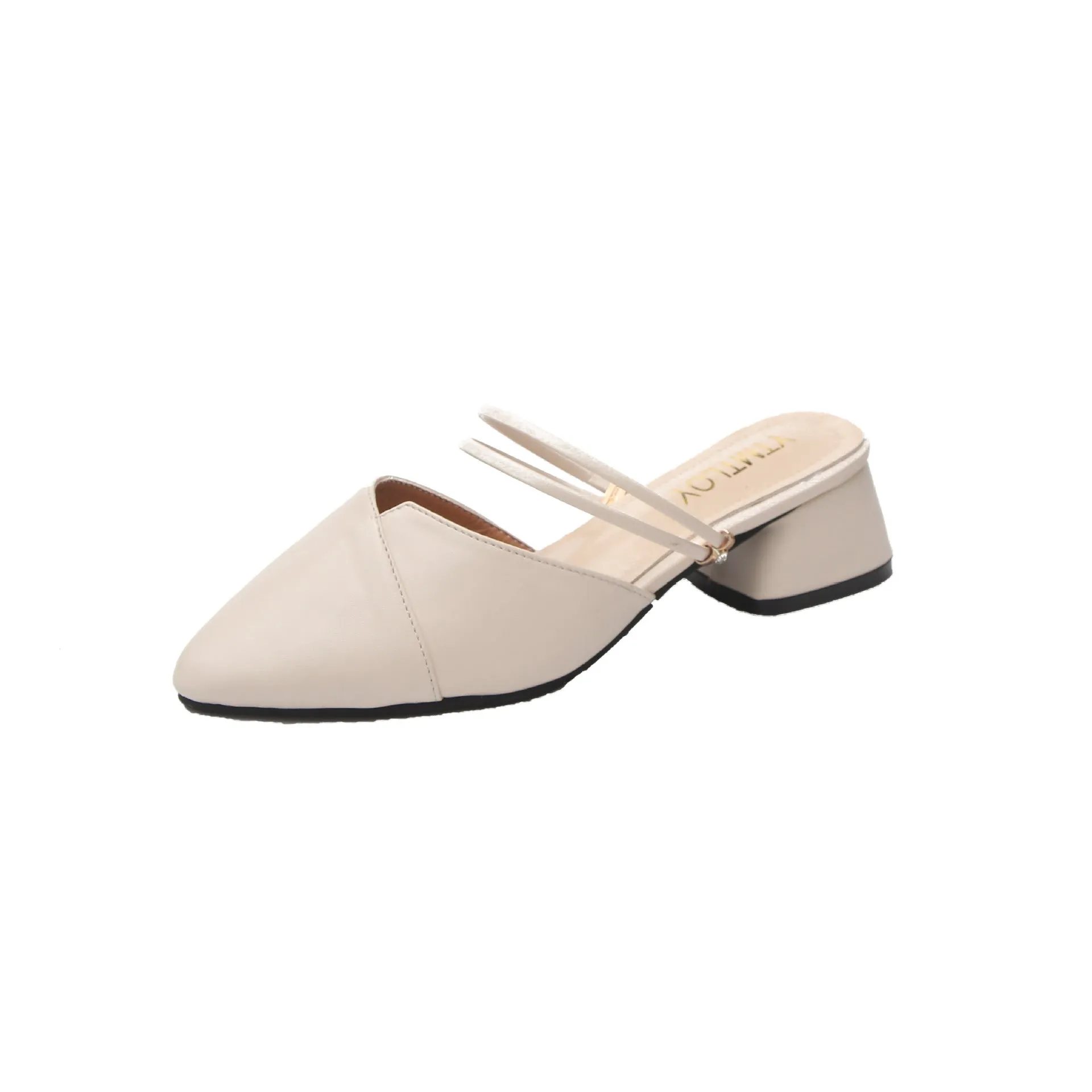 Nude Strappy Block Heels Chunky Heel Sandals for Women