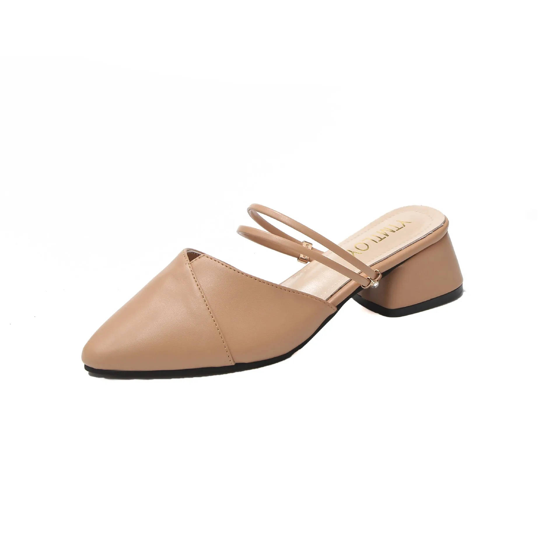 Nude Strappy Block Heels Chunky Heel Sandals for Women