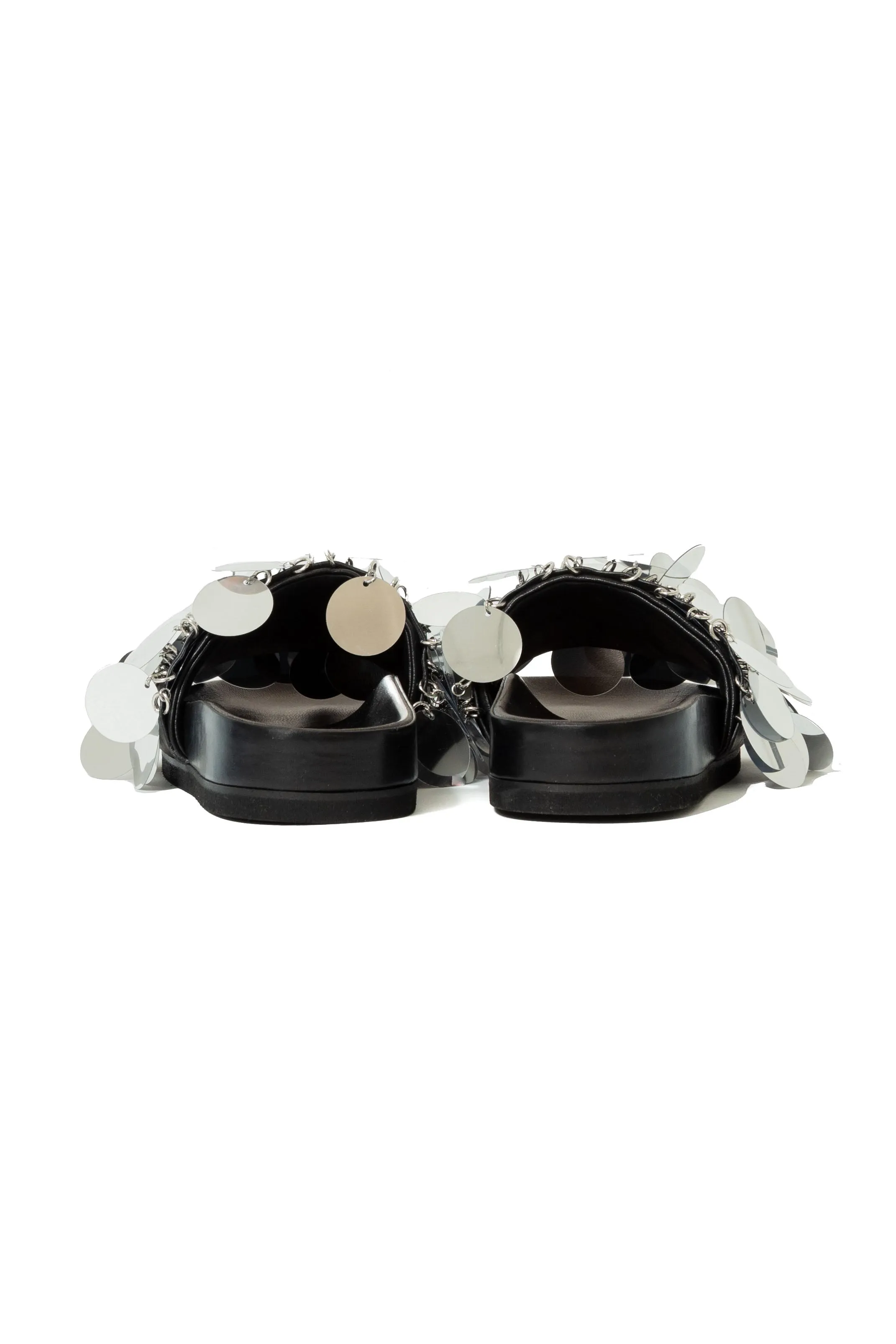 Paco Rabanne Sparkle Decorative Applique Slides Silver