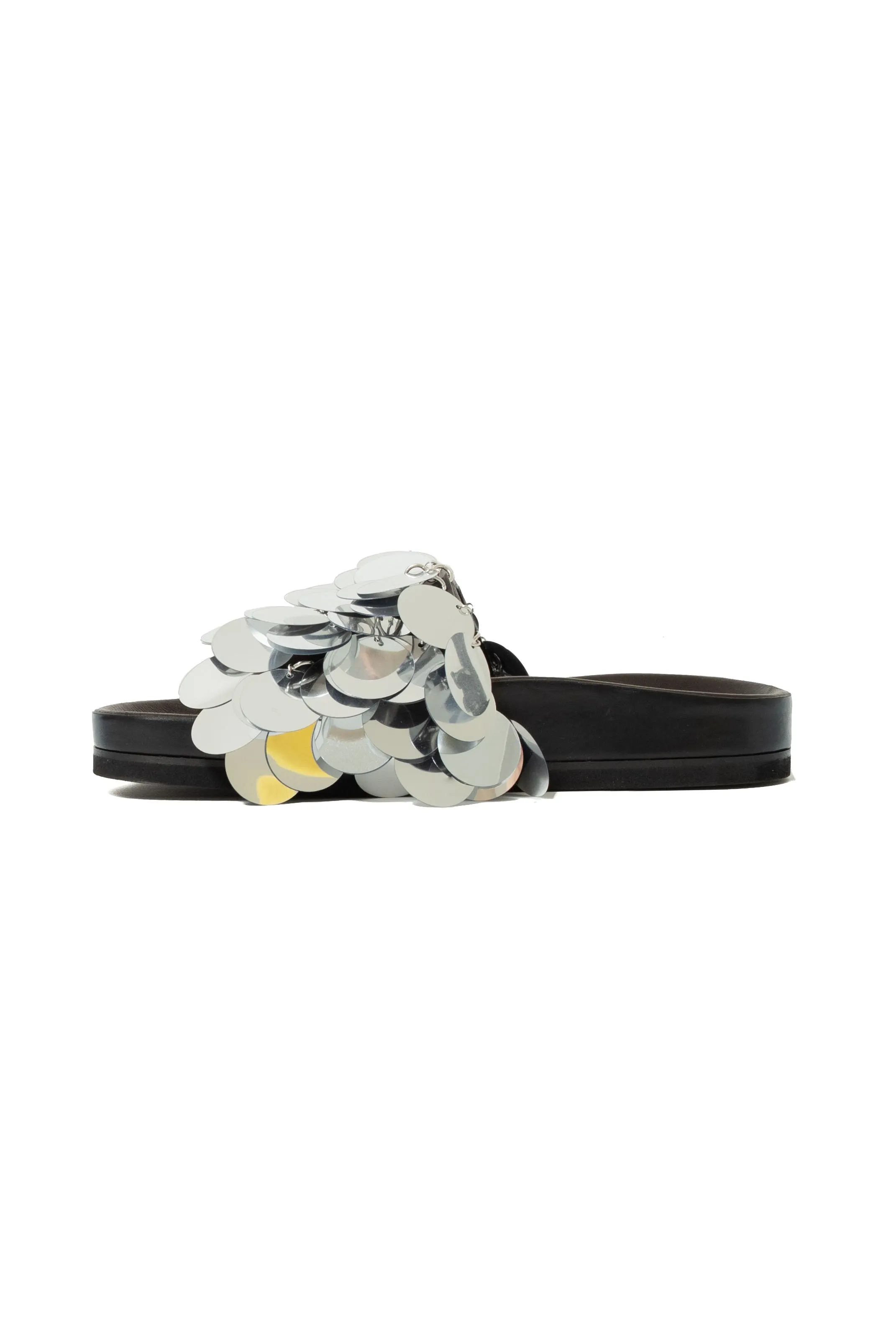 Paco Rabanne Sparkle Decorative Applique Slides Silver