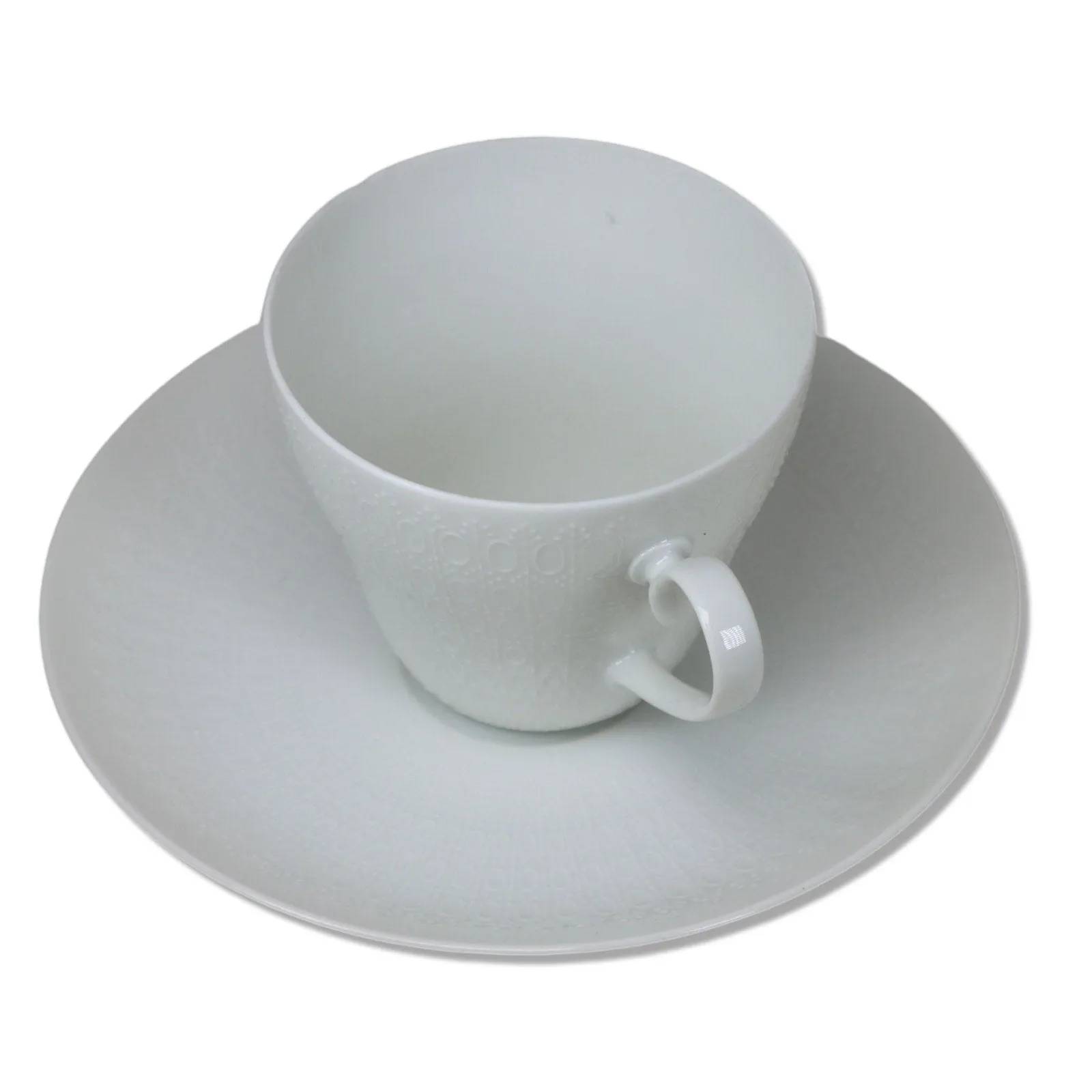 Rosesenthal Romance Coffee Tea Flat Cup 2 7/8" All White Embossed Ovals  1960's