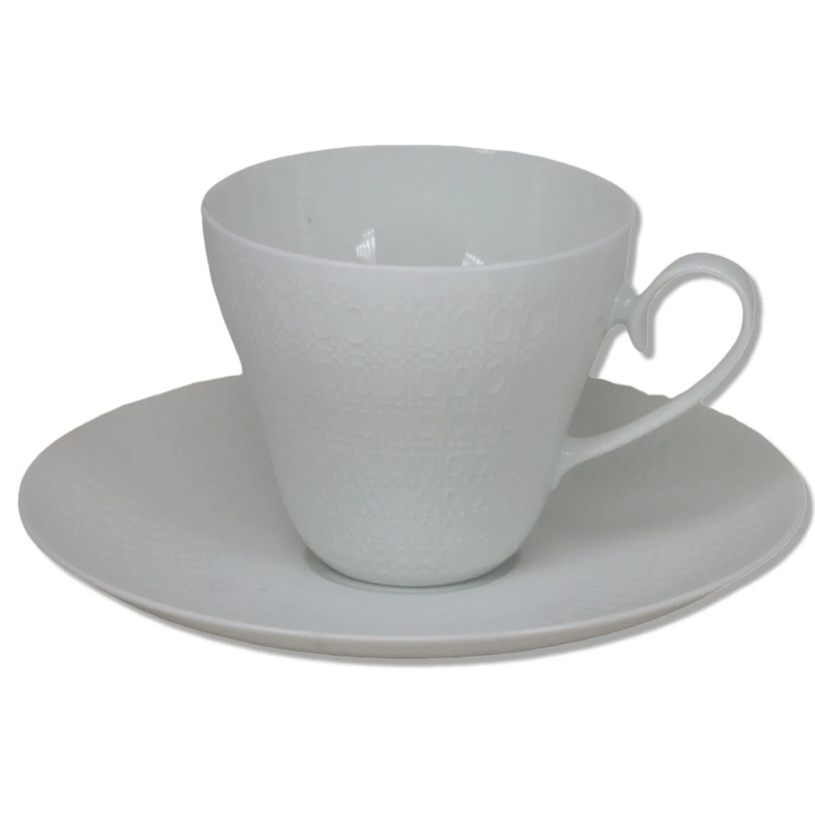 Rosesenthal Romance Coffee Tea Flat Cup 2 7/8" All White Embossed Ovals  1960's