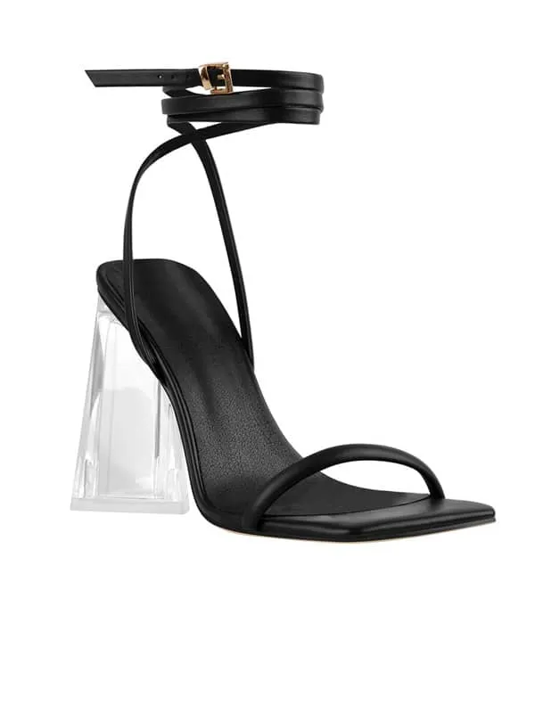 Square Toe Lace Up Leather Sandal