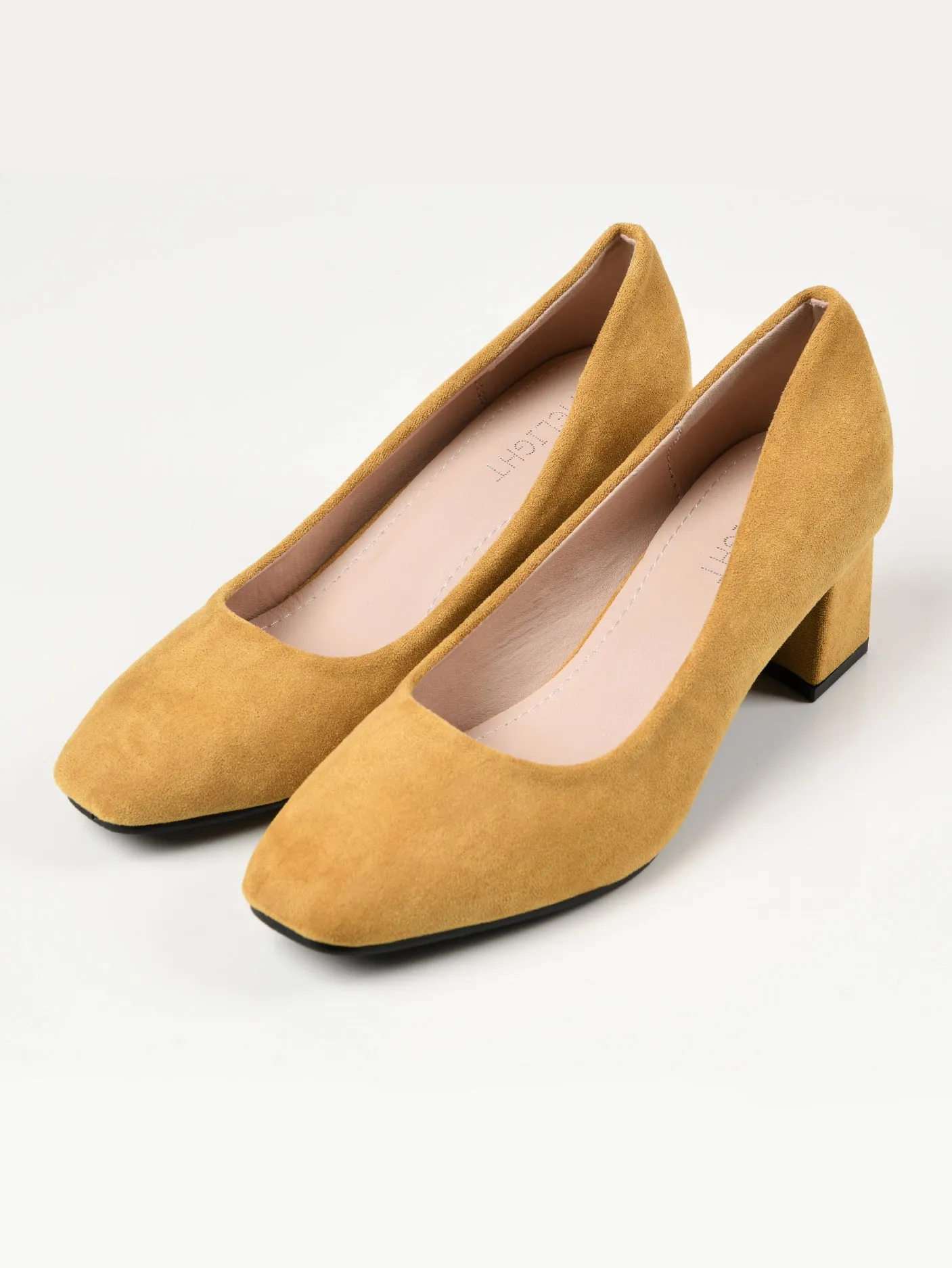 Suede Block Heels - Yellow