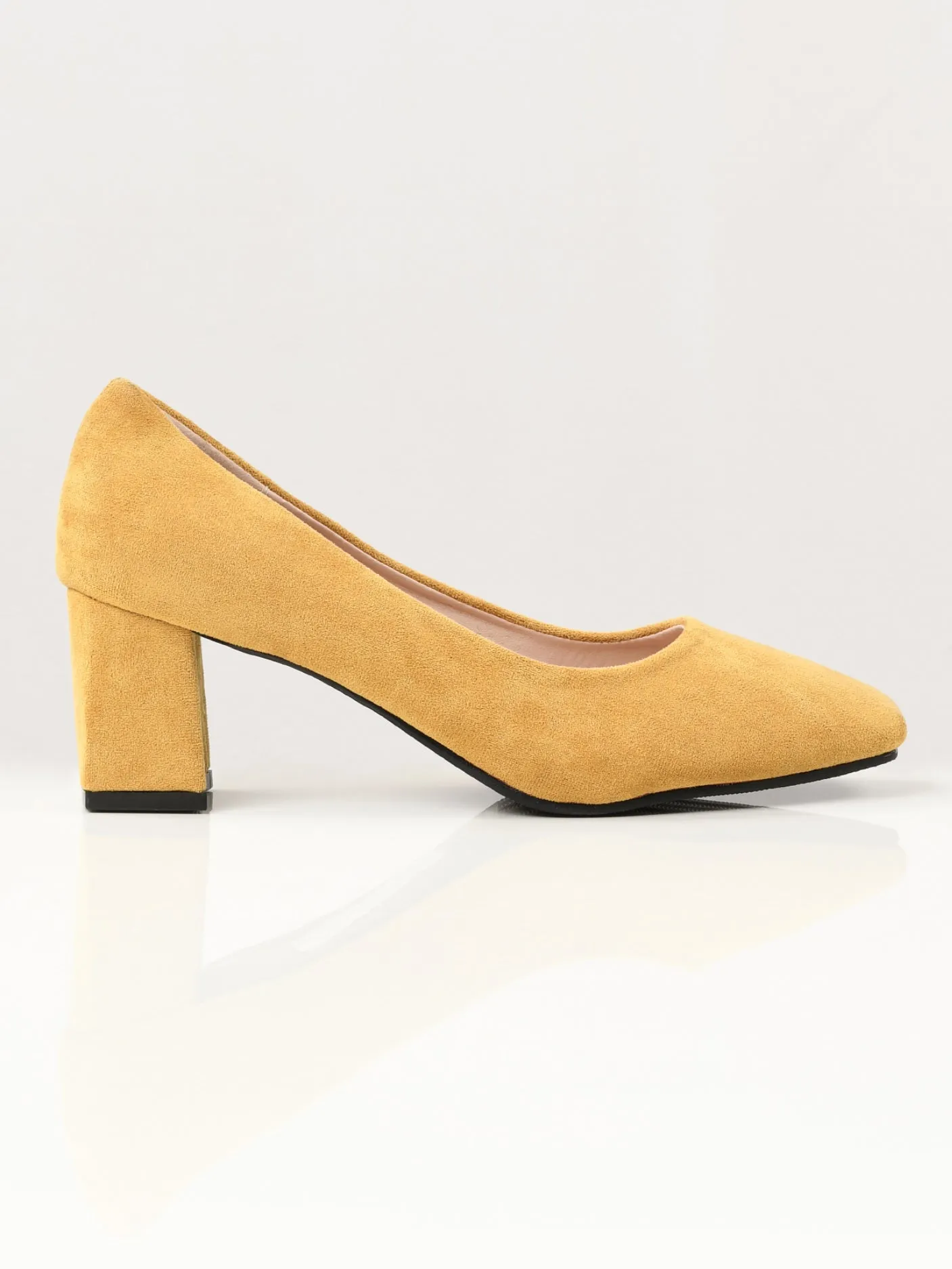 Suede Block Heels - Yellow