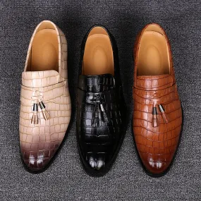 UNCs Crocodile Pattern Men's Casual Tassel Loafers