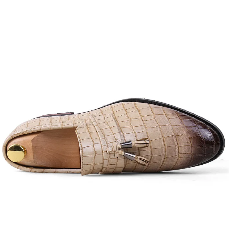 UNCs Crocodile Pattern Men's Casual Tassel Loafers