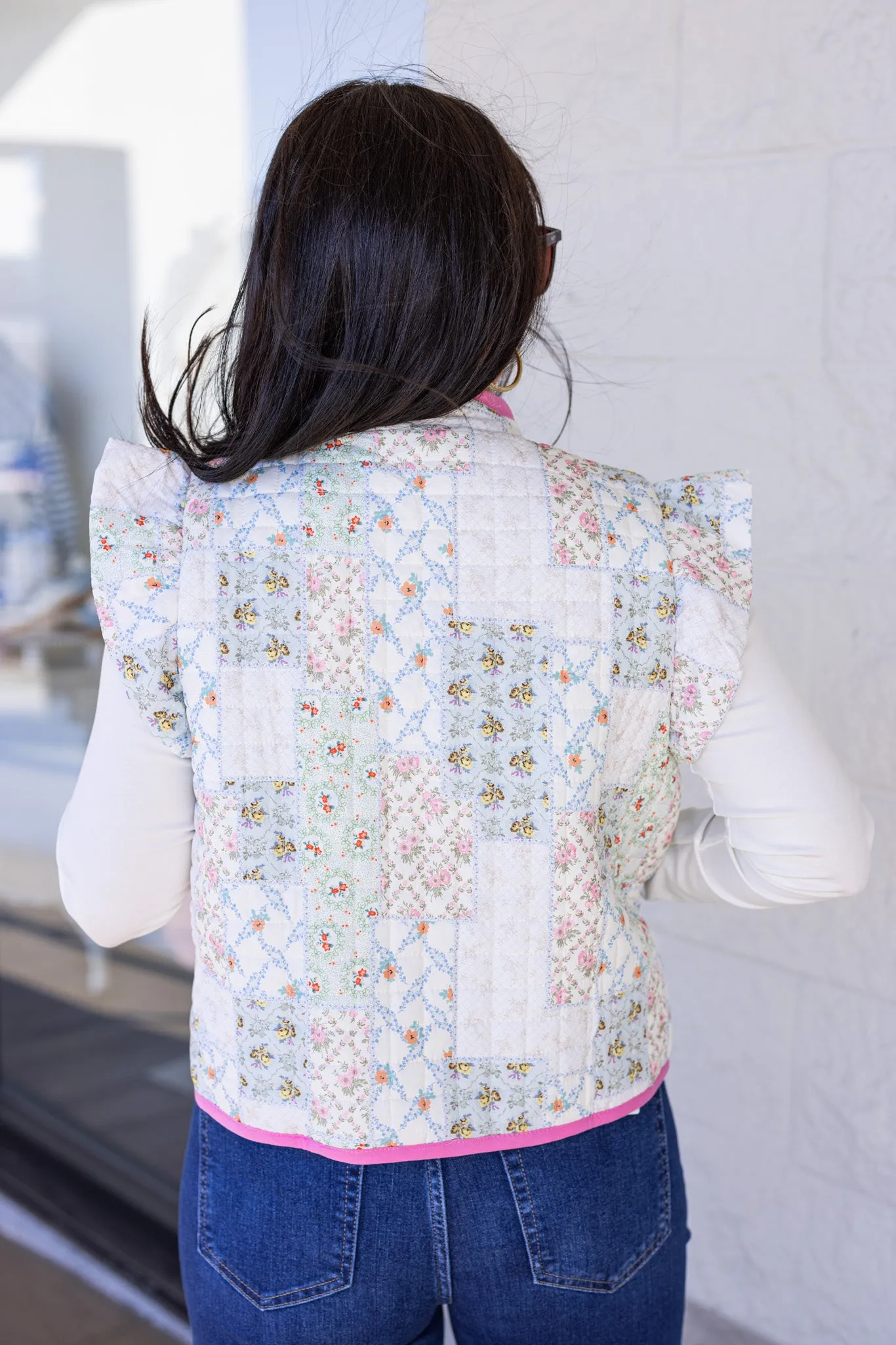 Viral Floral Print Quilted Vest
