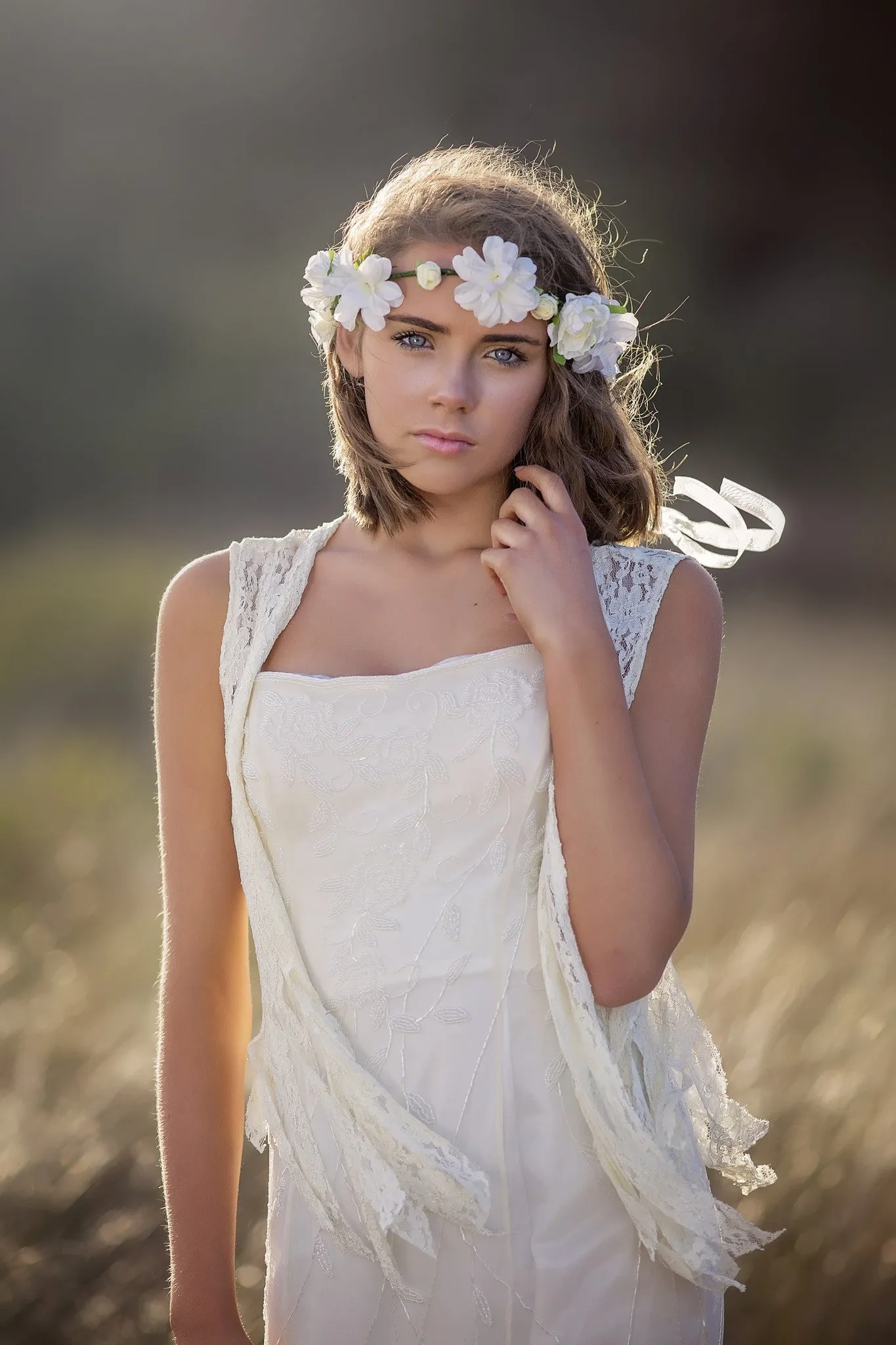 Wedding Silk Chiffon Beaded Long Dress - Fabiana