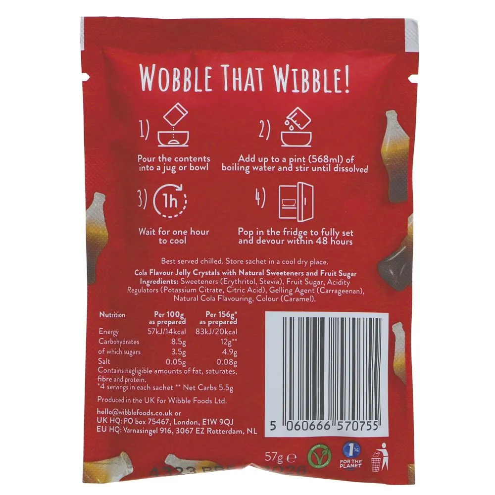 Wibble Vegan Cola Flavour Jelly Crystals 57g